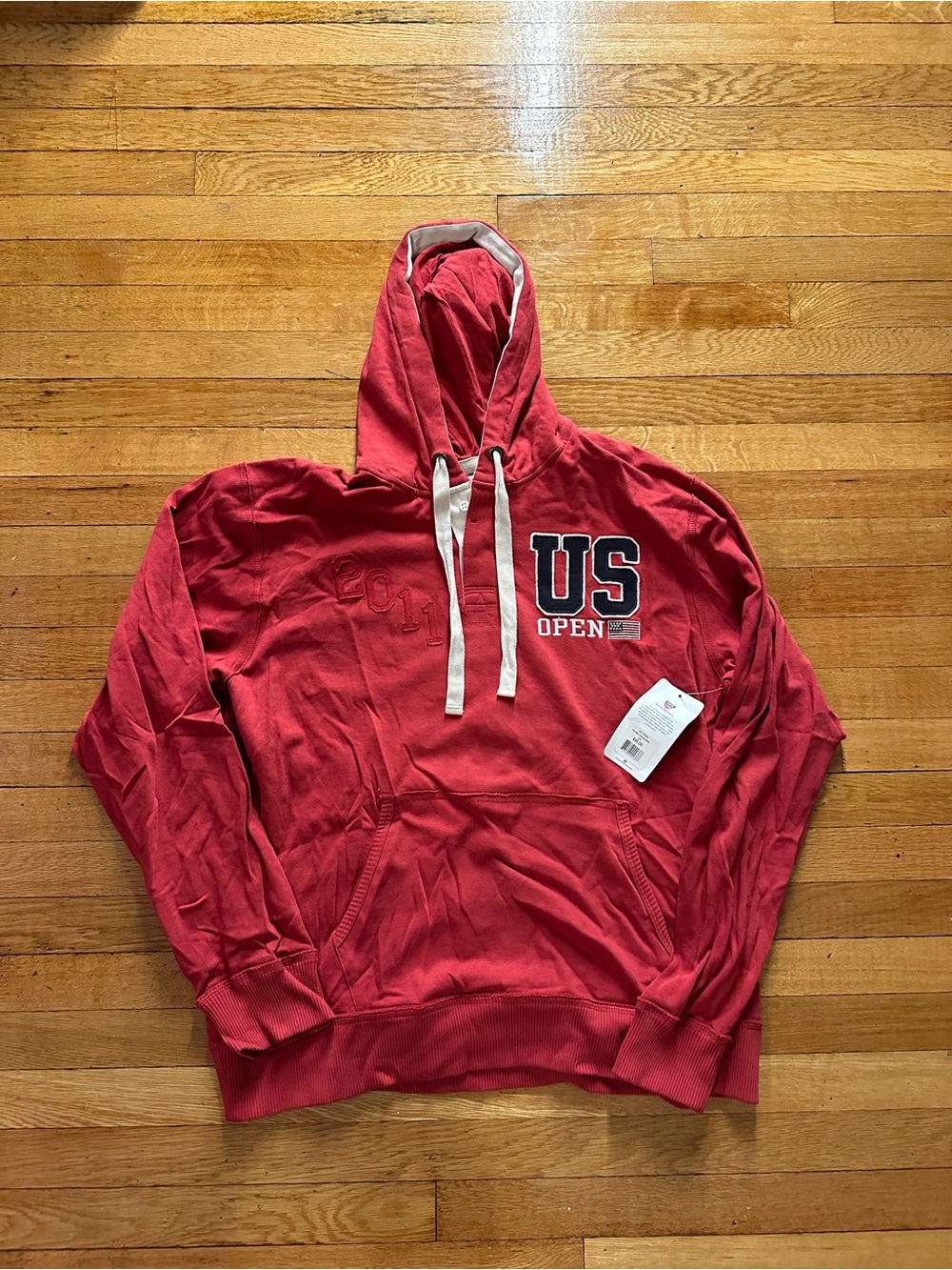 VTG New 47 US Open 2011 NYC Tennis Hoodie Mens XXL Red Cotton Sweatshirt NWT